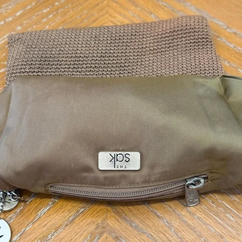 Vintage The Sak Brown Crochet Pouch Cosmetic Bag